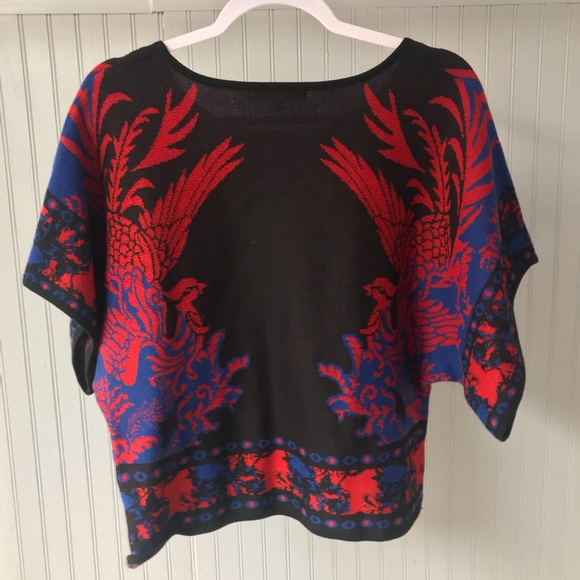 S Cropped Royal Blue + Red + Black Pattern Top - Picture 2 of 5